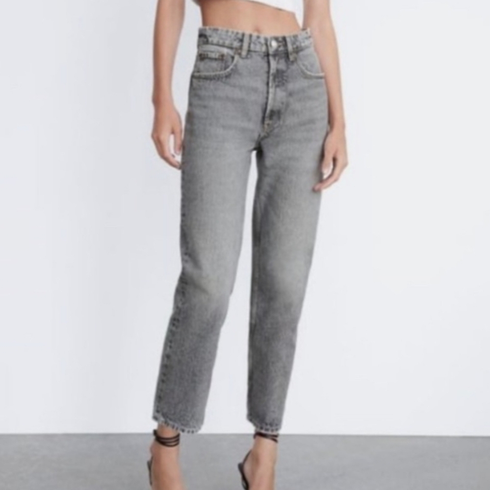 WOMEN'S ZARA CLASSIC GREY GRAY BLACK JEANS DENIM PANTS $70 SZ 10
